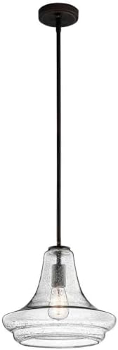 Kichler Everly 11.25" 1 Light Trumpet Pendant Clear Seeded Glass Olde Bronze®