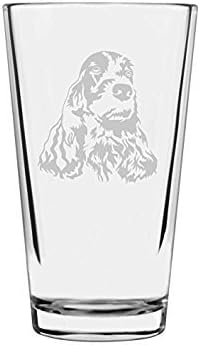 Cocker Spaniel Custom Personalized Dog Themed Etched All Purpose 16oz Pint Glass