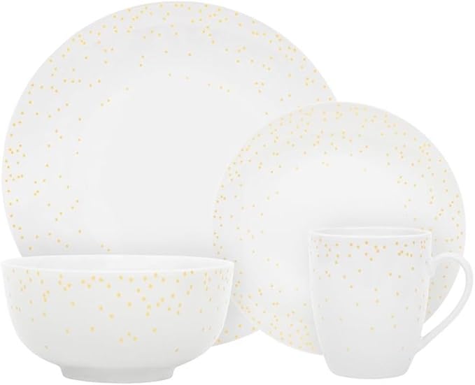 Pemberly Row Porcelain Dinnerset 16 Piece in Coupe Diamond Confetti