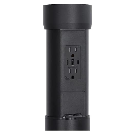 Kitchen Countertop Hidden Power Outlet w/USB, Motorized Pop Up, Custom Top Compatible (Black, 15 Amp)