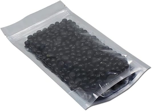FERENLI 500 Pieces Stand Up Clear Zipper Lock Resealable Aluminum Mylar Foil Plastic Packaging Bag for Zip Heat Seal Package Lock with Tear Notch Long Term Food Storage 4.7x6.7 inch