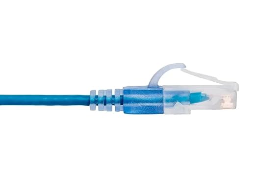 Monoprice Cat6A 6in Blue Patch Cable UTP 30AWG 10G Pure Bare Copper Snagless RJ45 SlimRun Series Ethernet Cable