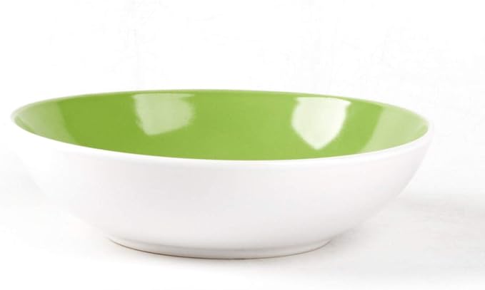 Stoneware Coupe Shape Dinnerware Set, Outside White + Inside Bamboo Color