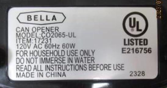 bella Electric Can Opener and Knife Sharpener, Removable Cutting Lever, Cord Storage, Stainless Steel Blade, Black
