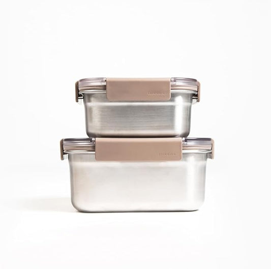 Locknlock Stainless Steel Food Storage Container with Lid, Metal Lunch Box, Airtight, Leak-Proof, Microwave, Freezer and Dishwasher Safe, 700ml