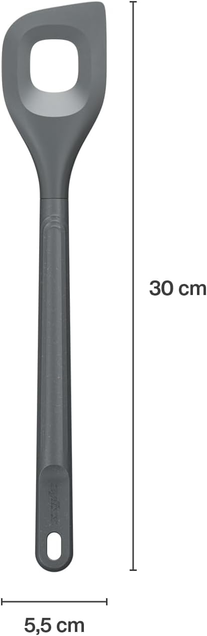 Zyliss Angled Mixing Spoon, Sustainable Wheatstraw/Nylon, Angled MIxing Spoon for Cooking and Serving with Heat Resistant Silicone Head, Beluga Grey, 11.6" x 2.2", Dishwasher Safe, 5 Year Guarantee