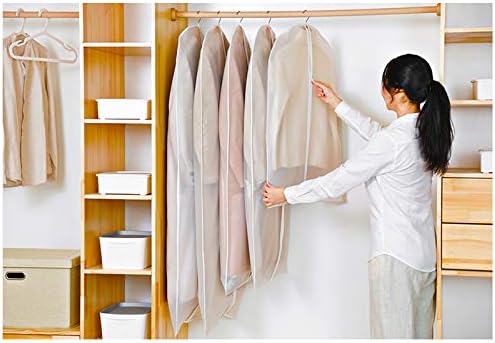 5 PCS Hanging Garment Bag,PEVA Garment Protector Covers with Semi-Clear,Metal zippers,Garment Covers for Suits,Dresses