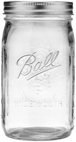 Ball Wide Mouth Glass Mason Jars with Lids and Bands, Used for Canning, Pickling, Juice, Jam, Jelly, Quart Size 32 Ounce (Pack of 3)