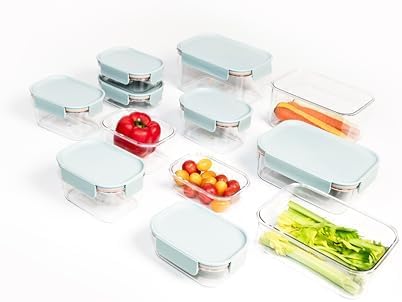 LocknLock LBF405RS12M Modular Plus Food Storage Container,24 set (12 containers & 12 Lids)- Mint