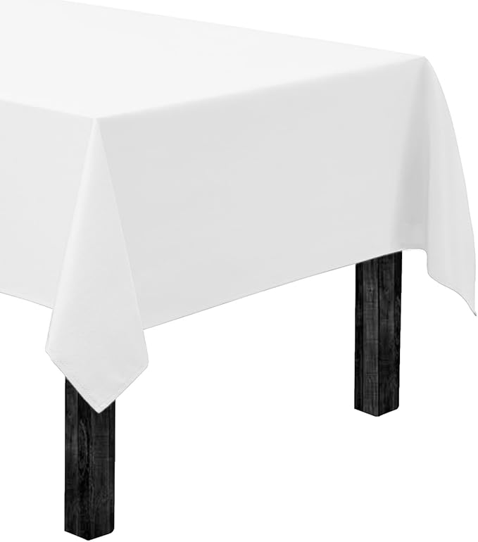 Gee Di Moda Rectangle Tablecloth - 60 x 126 Inch White Table Cloth for 8 Foot Rectangle Table - Heavy Duty Washable Fabric - for 8 Ft Buffet Table, Holiday Party, Dinner, Wedding & Baby Shower