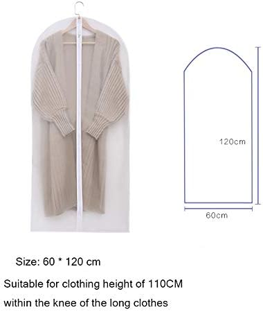 5 PCS Hanging Garment Bag,PEVA Garment Protector Covers with Semi-Clear,Metal zippers,Garment Covers for Suits,Dresses