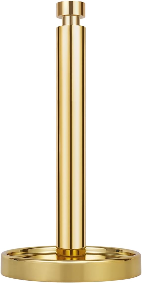 Ivilon Paper Towel Holder Stand - Steady and Easy Tear - Fits All Paper Towel Rolls - Gold Polished