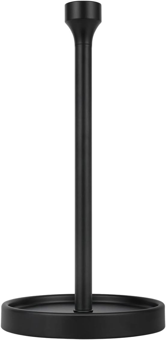 Ivilon Countertop Paper Towel Holder - Modern Bell End Minimalist Design - Fits All Paper Towel Roll Sizes - Color Black