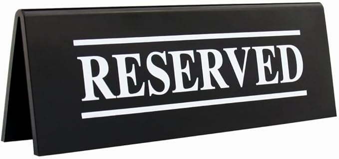 New Star Foodservice Stainless Steel Table Tent Sign (Black (Reserved), 6 x 1.5-Inch (Set of 6))