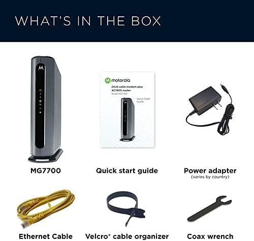 Motorola MG7700 Modem WiFi Router Combo with Power Boost | Approved by Comcast Xfinity, Cox and Spectrum | for Cable Plans Up to 800 Mbps | DOCSIS 3.0 + Gigabit Router