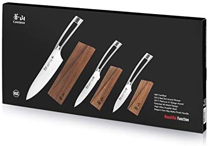 Cangshan TN1 Series 1021936 Swedish 14C28N Steel Forged 3-Piece Starter Knife Set with Wood Sheaths