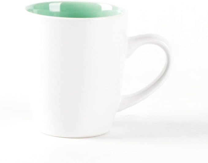 Stoneware Coupe Shape 16pc Dinnerware Set, Outside White + Inside Teal
