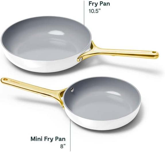 Caraway Nonstick Ceramic Frying Pan (2.7 qt, 10.5") - Non Toxic, PTFE & PFOA Free - Oven Safe & Compatible with All Stovetops (Gas, Electric & Induction) - White