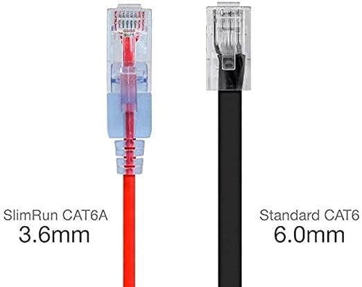 Monoprice - 116334 SlimRun Cat6A Ethernet Patch Cable - Snagless RJ45 UTP Pure Bare Copper Wire 10G 30AWG 14ft Red 10-Pack