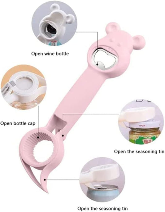 New 4 in 1 Multi Function Can Opener Bottle,Multi Kitchen Tool for Jelly Jars,Wine, Beer and other,Bottle Opener to Protect the Nail Use for Children,Elderly and Arthritis Sufferers (2Pcs)