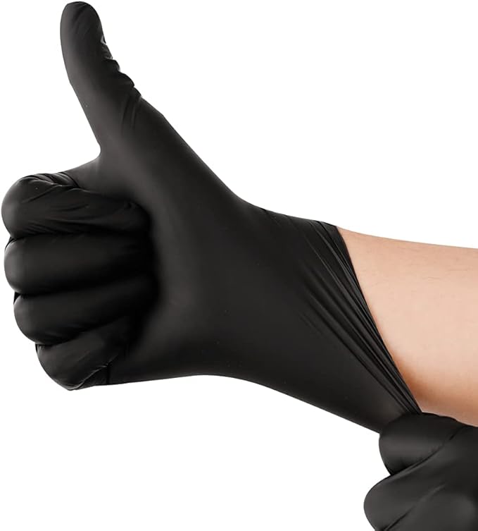 Black Disposable Nitrile Latex & Powder Free 6-Mil Gloves 100 Count, Textured, Mechanic Wearing, Cleaning, Food Black Medium