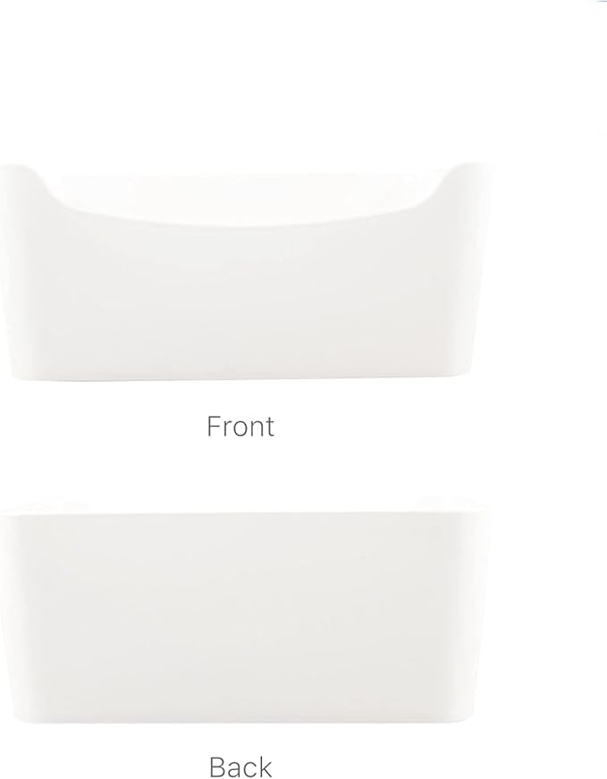 Small- 8 Pack White Plastic Storage Bins for Shelves, Closet Kitchen Storage Containers for Pantry Bathroom Office Organization Baskets, Cabinet Organizing Containers, White Organizer Bins for Shelves