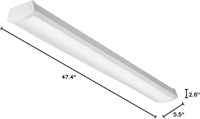 Lithonia Lighting 4 Foot LED Light Fixture, Low-Profile LED Wraparound Flush Mount Ceiling Light, 3500K Neutral White, 120V, 48-Inch (FMLWL 48 835)
