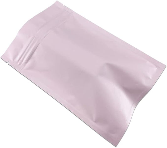 FERENLI 100Pcs Zipper Lock Self Seal Flat Pouch for Zip Aluminum Foil Lock Package Bag Coffee Food Storage Resealable Mylar Bags Heat Sealable Candy Reclosable Bags (7x10cm (2.8x3.9 inch), Pink)