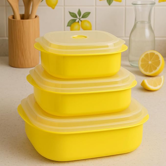 Reston Lloyd Calypso Basics Microwave Cookware, Steamer and Storage Set, Orange, Multiple Sizes, 6-Piece