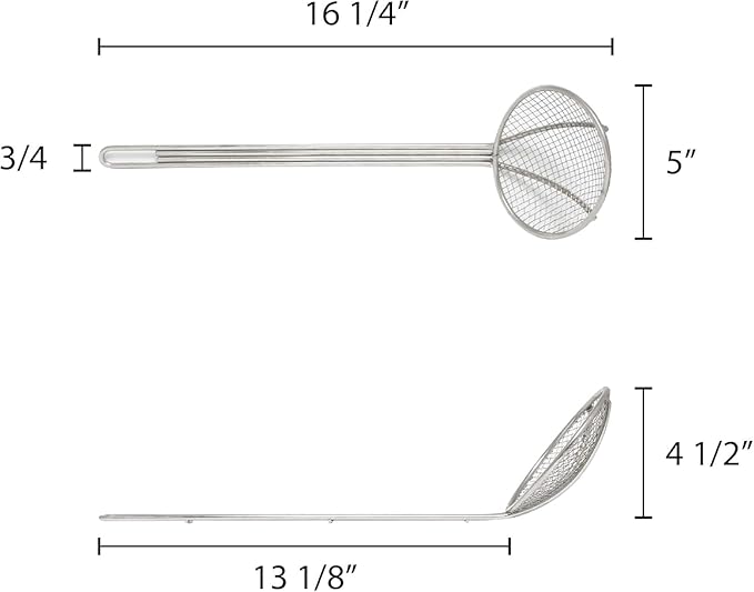 TrueCraftware- 5-Inch Round Wire Skimmer Nickel Plated- Kitchen Utensil Food Strainer Skimmer Spoon Cooking Sieve Sifters for Rice Quinoa Pasta Fruits Vegetables etc.