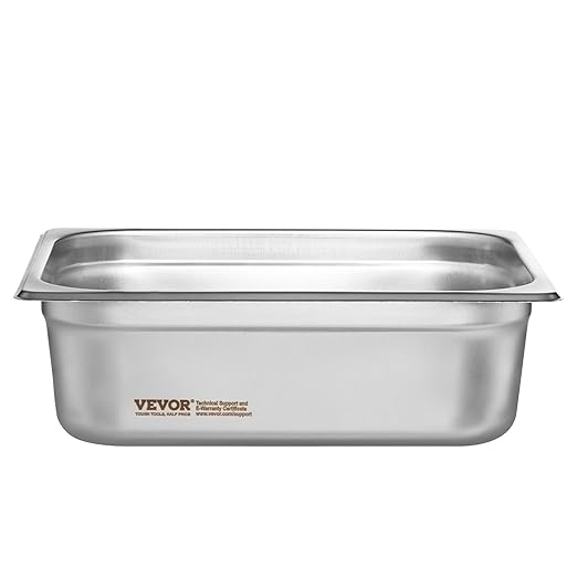 VEVOR 8 Pack Hotel Pans with Lids, 1/2 Size Anti-Jam Steam Pan, 0.8mm Thick Stainless Steel Steam Table Pan, 4-Inch Deep Commercial Table Pan, Catering Storage Food Pan, for Industrial & Scientific