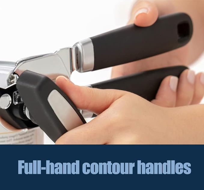 Manual Can Opener, Heavy Duty Stainless Steel Smooth Edge Handheld Can Opener with Comfortable Soft Grip Handle for Seniors and Easy Opening