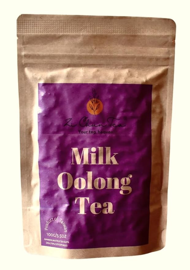 Zi Chun Tea - Milk Oolong Tea : Premium Loose Leaf High Mountain Oolong Tea from Taiwan : Vacuum Packed for Freshness : Organically Grown Jin Xuan with Great Creamy Nutty Taste and Aroma - 3.5 ounces