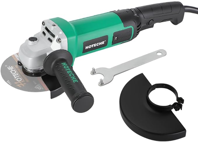 Hoteche 5-Inch Angle Grinder 11-Amp Heavy Duty Variable Speed Power Grinder Corded Electric Grinding & Cutting Tool for Metal, Quick-Change Disc Compatible(Tool Only)