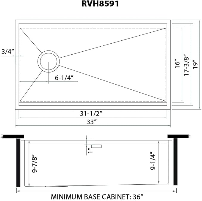 Ruvati 33-inch Workstation Kitchen Sink - Slope Bottom Offset Drain 16 Gauge Stainless Steel Kitchen Sink with Brushed Finish, Easy-to-Clean Undermount Sinks- RVH8591