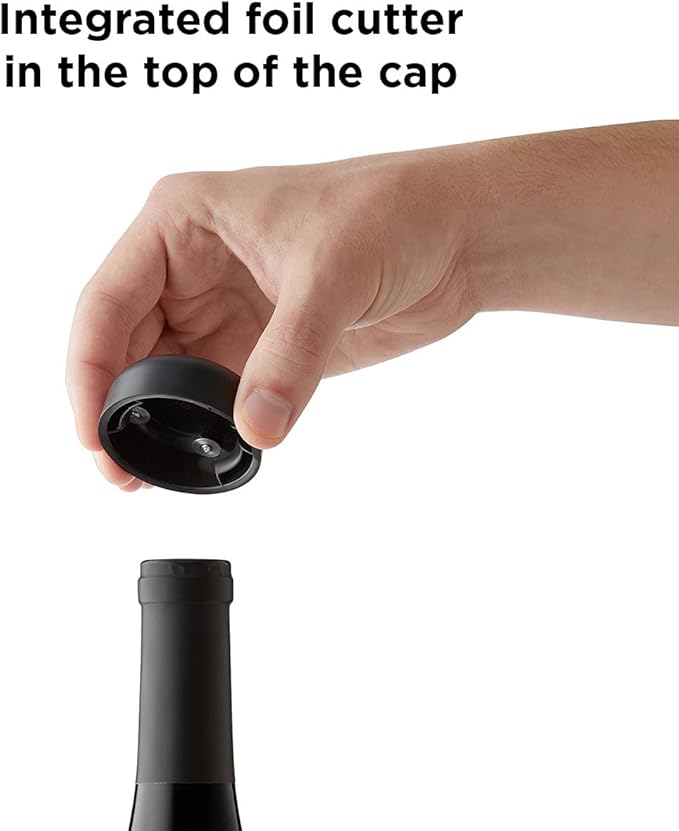 Rabbit Automatic Electric Corkscrew Wine Opener, Cordless Rechargeable, One-Touch Operation, Sleek Shiny Black Finish, Easy to Use for Wine Lovers