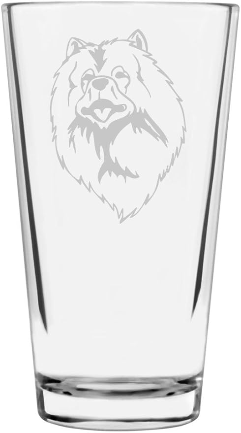 Keeshond Dog Themed Etched All Purpose 16oz Pint Glass