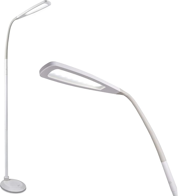 OttLite ClearSun Flex LED Floor Lamp with LED Technology - Touch Activated Controls, Adjustable Neck, Smart Memory Feature - Great for Office, Home, Dorm, Bedroom, College, & Living Room