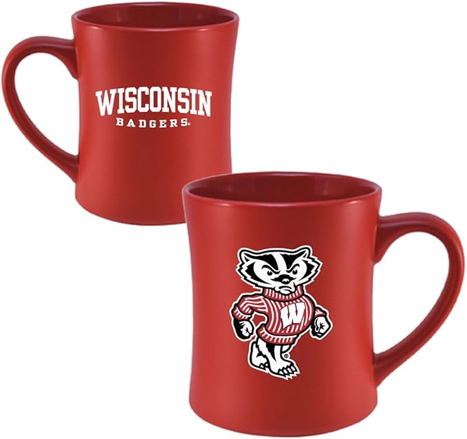 Wisconsin Badgers Ceramic 16oz Sculpted Mug – Official Team Logo Coffee Cup – Handwash Recommended – Individually Boxed