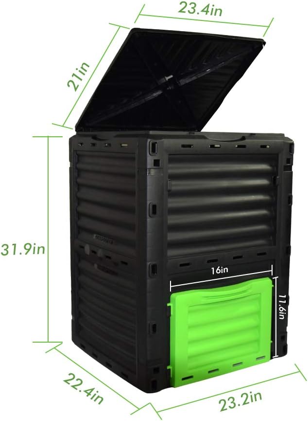 Garden Compost Bin from BPA Free Material, 80 Gallon(300 L), Easy Assembling, Large Capacity, Fast Creation of Fertile Soil