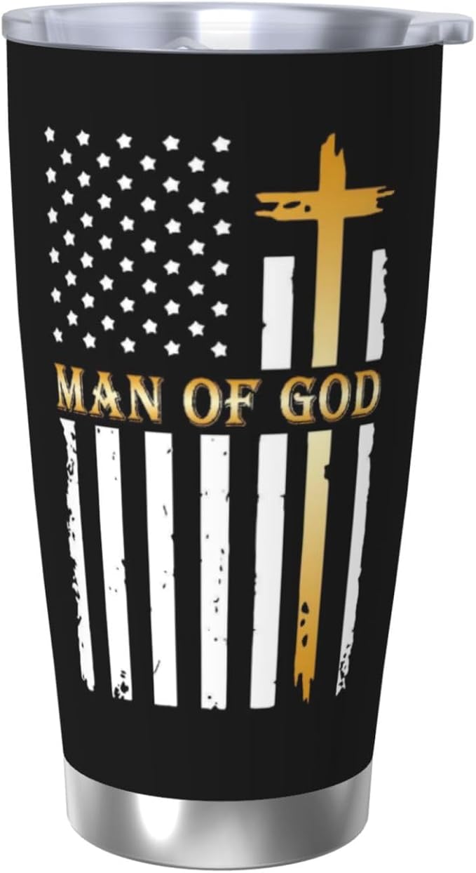 Man of God Gifts for Men, Religious Coffee Mugs, Christian Travel Mug, 20oz Coffee Tumbler, Religious Coffee Mugs