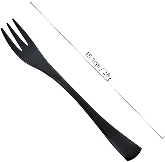 JASHII 18/10 Stainless Steel 4 Piece Mirror Polished Black Cake Fork Pie Fork Black Server Utensil Set 15.1CM