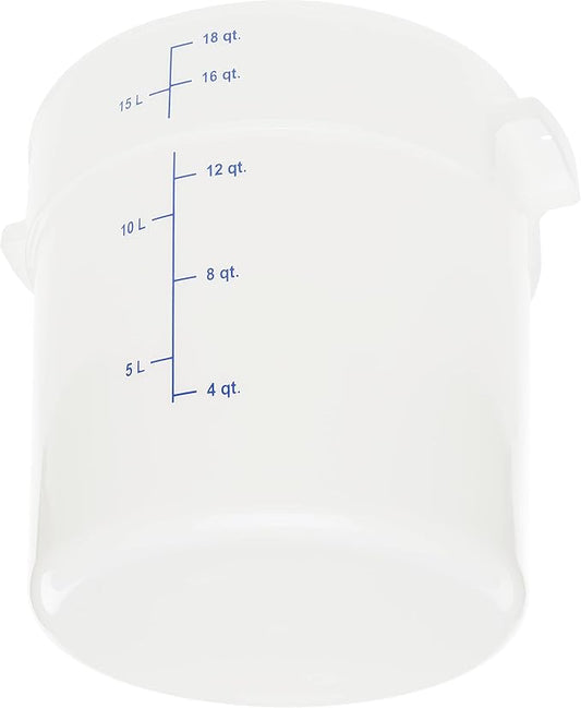Carlisle FoodService Products Storplus Round Food Storage Container with Stackable Design for Catering, Buffets, Restaurants, Polyethylene (Pe), 18 Quart, White