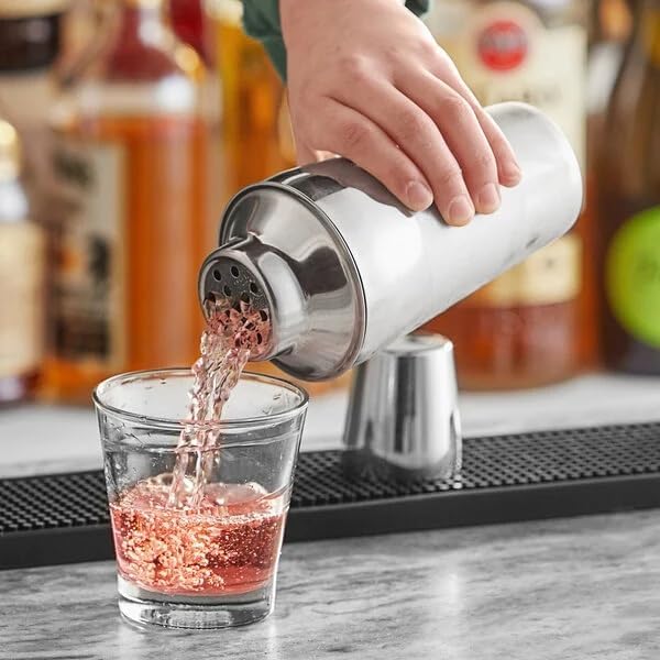 16 oz Stainless Steel Cobbler Cocktail Shaker, 3-Piece Set, Silver, 8.5 Inches, Dishwasher Safe, for Bar and Home