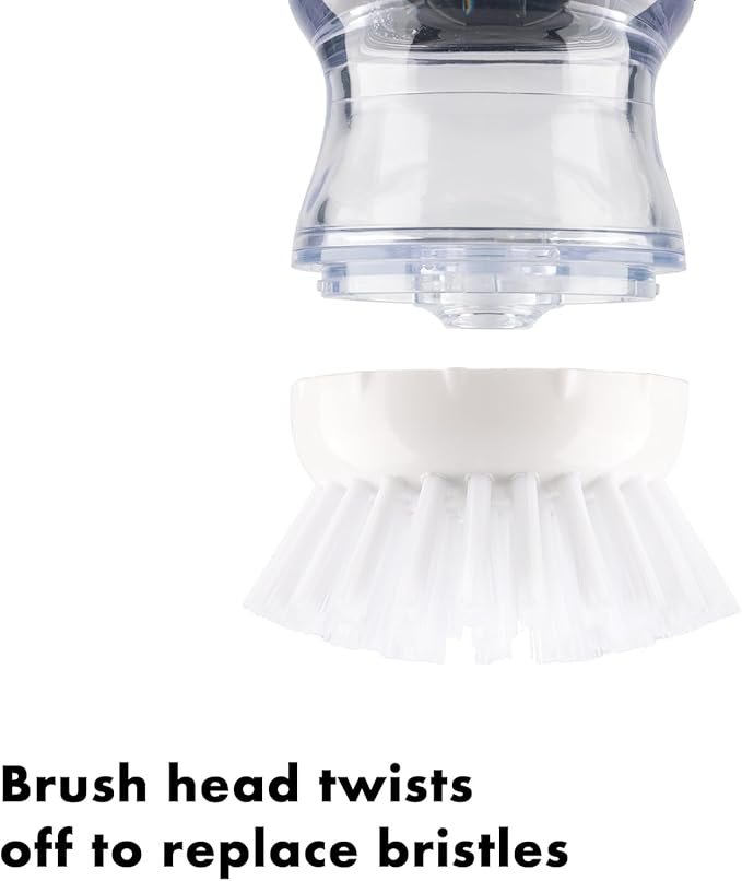 Dish Scrub Brush with Soap Dispenser, Kitchen Brush for Dish Pot Pan Sink Cleaning, 1 Piece Soap Dispensing Palm Brush, Black/Clear/White