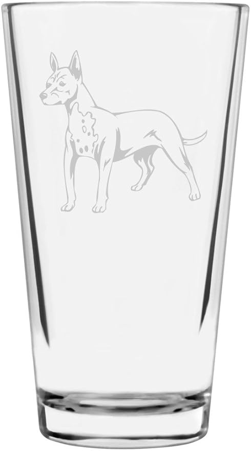 Mexican Hairless (Xoloitzcuintle) Dog Themed Etched All Purpose 16oz Pint Glass