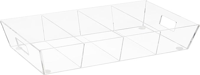 Mind Reader Snack Tray, Countertop Organizer, Snack Tray, Pantry, Breakroom, Kitchen, 19.25" L x 11.3" W x 3.3" H, Clear