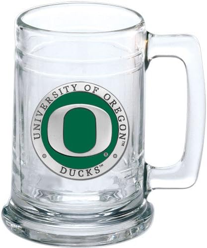 Heritage Pewter Oregon Ducks Beer Stein Glass | 15 Ounce German-Style Beer Glass | Intricately Crafted Metal Pewter Alma Mater Inlay