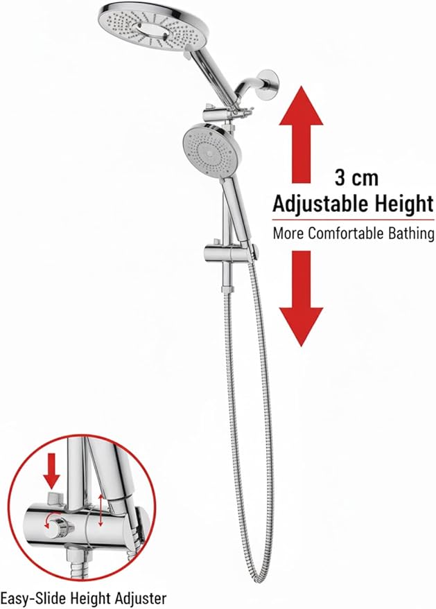 Shower Head with Filters - High Pressure Shower Filter Heads for Hard Water with Handheld - Dual Filtration Removes Chlorine, Fluoride, Heavy Metals (Chrome)