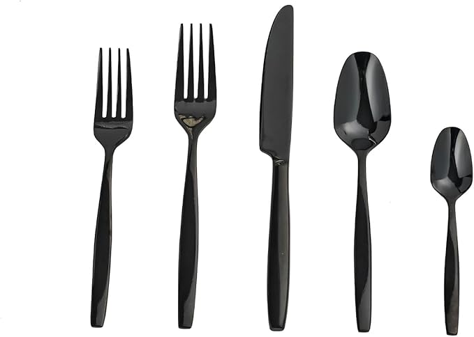 Black 40-Piece Silverware Set,Stainless Steel Flatware Utensils Cutlery Set for 8,Including Steak Knife Fork and Spoon,Dishwasher Safe,Modern Tableware for Home & Dining